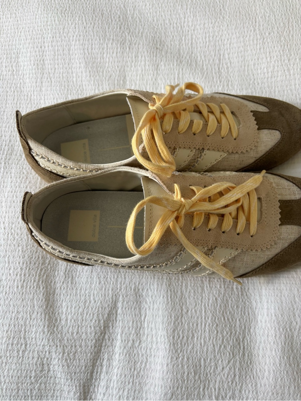 Dolce Vita Neutral Suede and Leather Sneaker - Beige & Gray